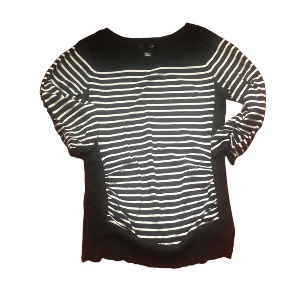 Striped Boatneck Pullover Sweater 89th  & Madison Black & White Size L
